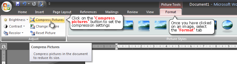 Compressing images within the document